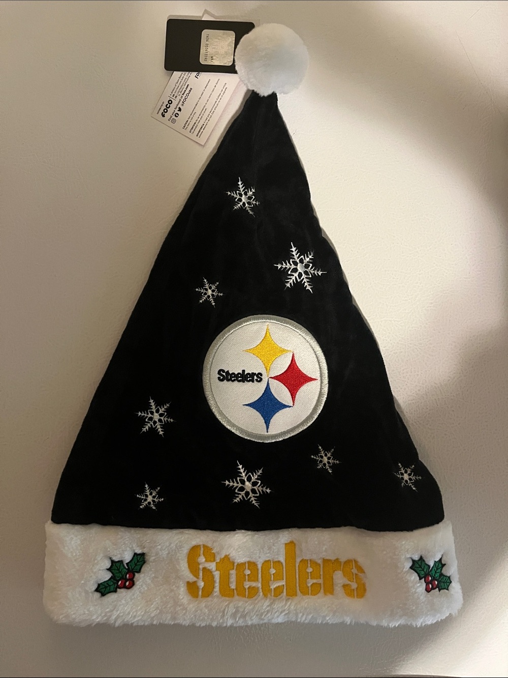 Pittsburgh Steelers Black & White Holiday Santa Hat